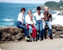 Betty, Grandma, Big Nate, Misti, and Nathan on the coast